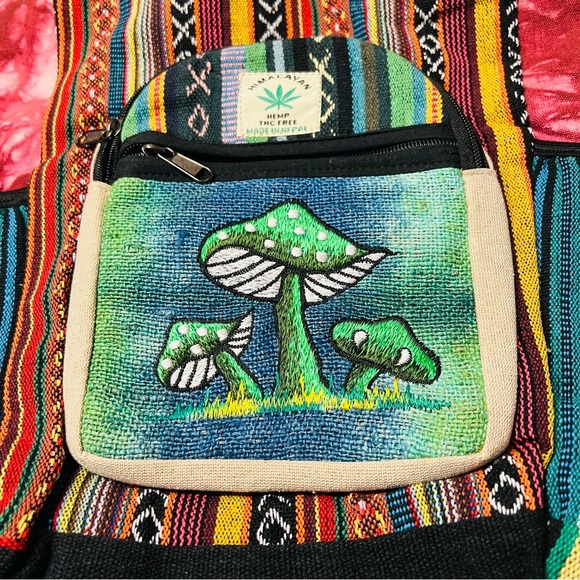 Himalayan Hemp Mushroom Print Boho Hippie Hemp and 100% Cotton Shoulder Bags - Picture 6 of 9